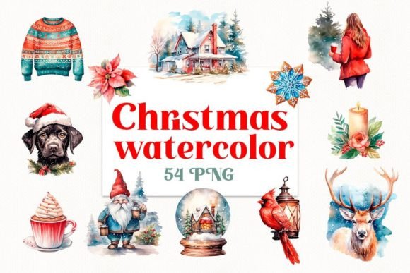 Download Christmas Watercolor Sublimation Bundle - Premium Resources