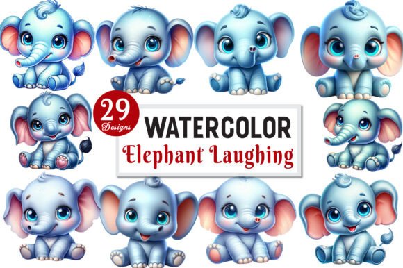 Download Watercolor Elephant Laughing Clipart - Premium Resources